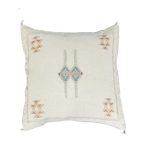 Sabra Cactus Silk Pillow in White