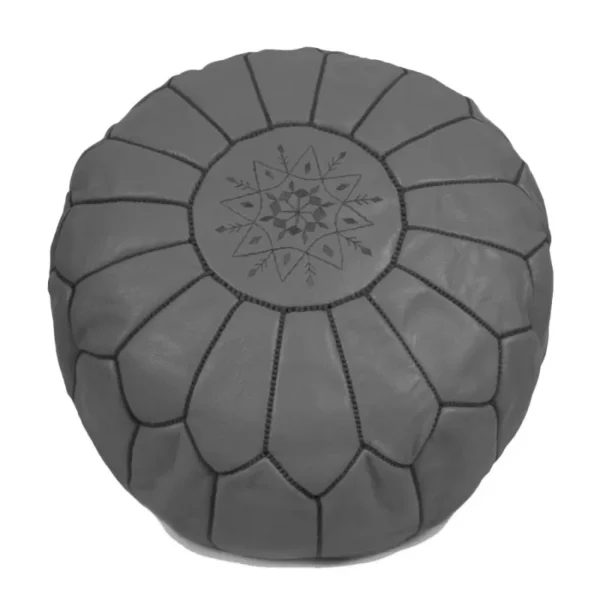 Handcrafted round Moroccan leather pouf