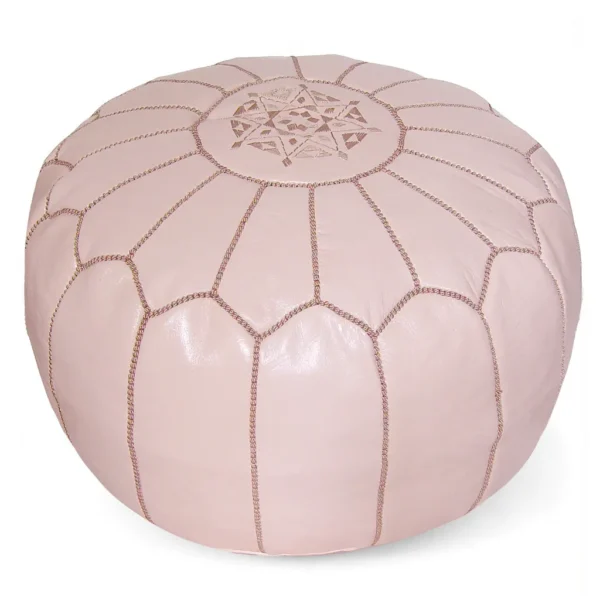 Handcrafted round Moroccan leather pouf