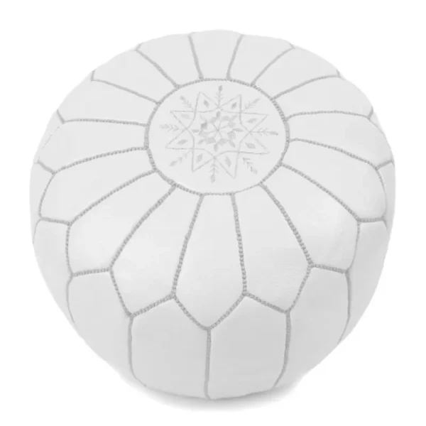 Handcrafted round Moroccan leather pouf