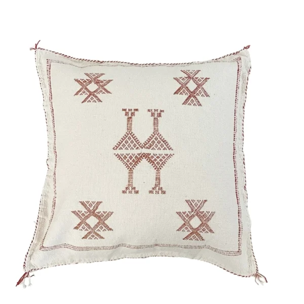 Sabra Cactus Silk Pillow in White