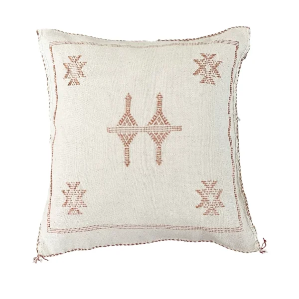 Sabra Cactus Silk Pillow in White