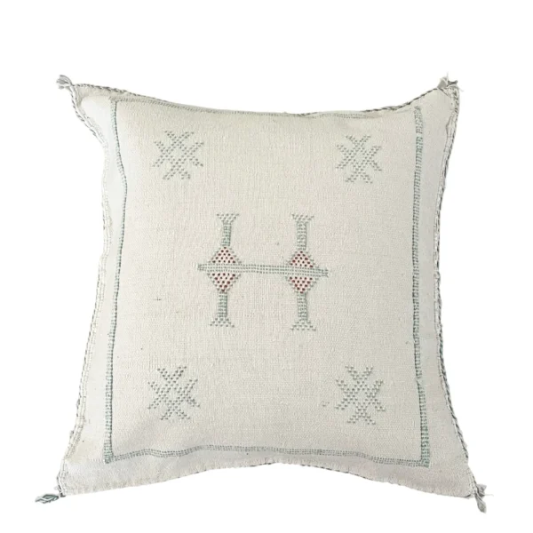 Sabra Cactus Silk Pillow in White