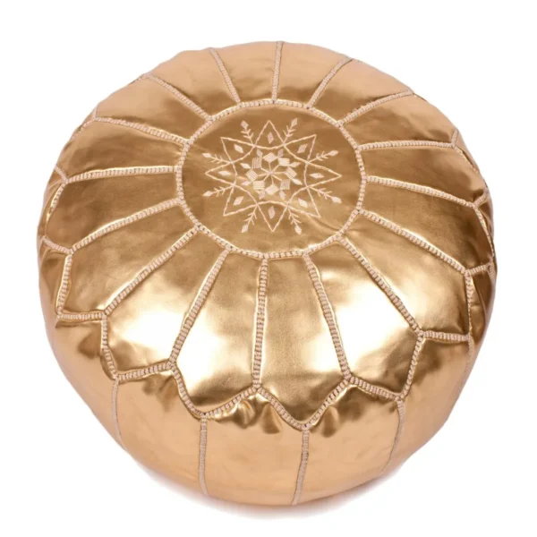 Handcrafted round Moroccan leather pouf