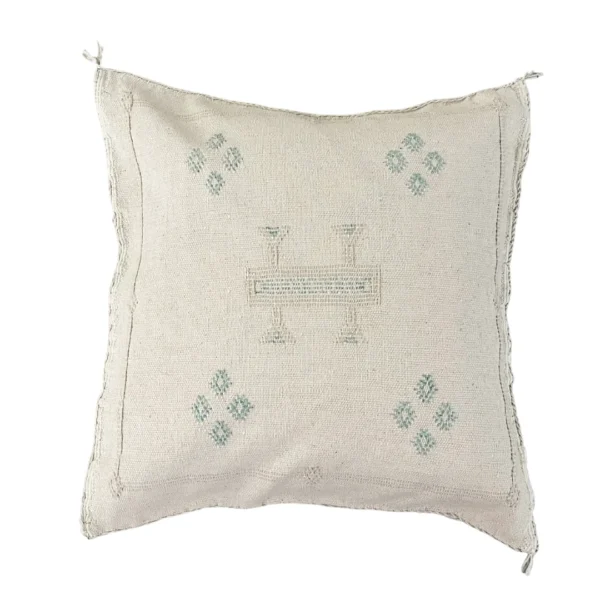 Sabra Cactus Silk Pillow in White