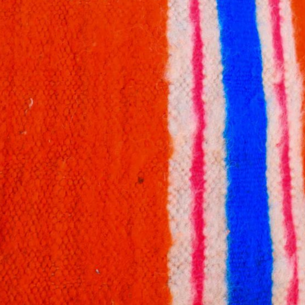 Handmade Striped Moroccan Wool Pillow – Orange Pink - Image 2