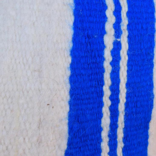 Handmade striped Moroccan wool Pillow – blue - Image 2