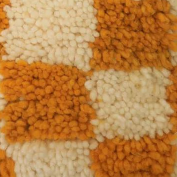 Handmade Moroccan Wool Pillow – Orange - Image 2