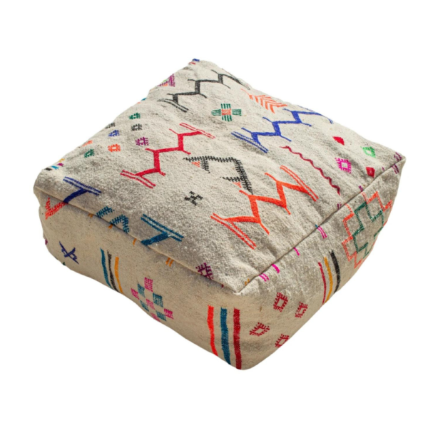 Handmade Moroccan wool pouf in multiple colors