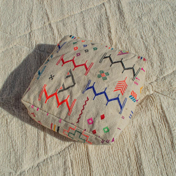 Handmade Moroccan wool pouf in multiple colors - Image 3