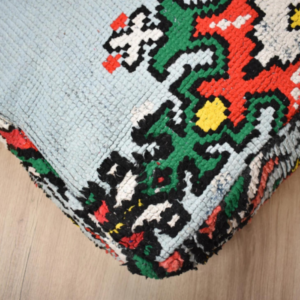 Handmade Moroccan wool pouf in multiple colors - Image 2