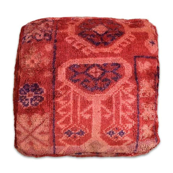 Handmade Moroccan wool pouf in multiple colors