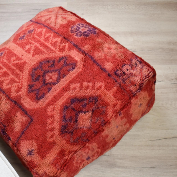 Handmade Moroccan wool pouf in multiple colors - Image 2