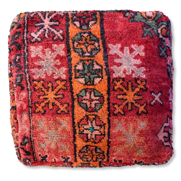 Handmade Moroccan wool pouf in multiple colors