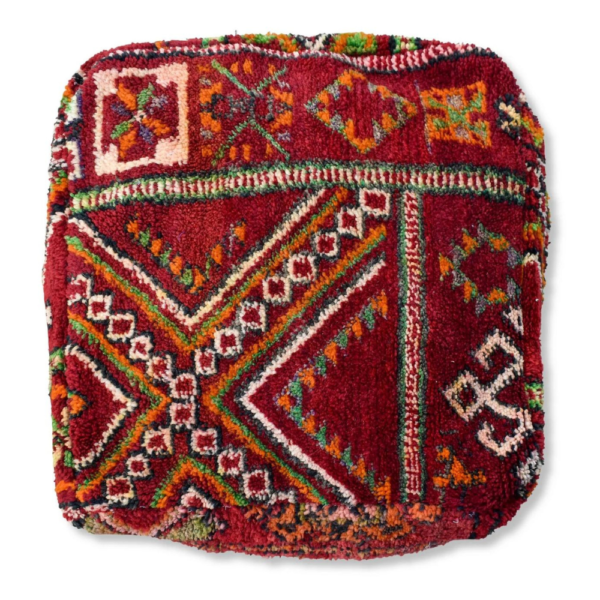 Handmade Moroccan wool pouf in multiple colors - Image 2