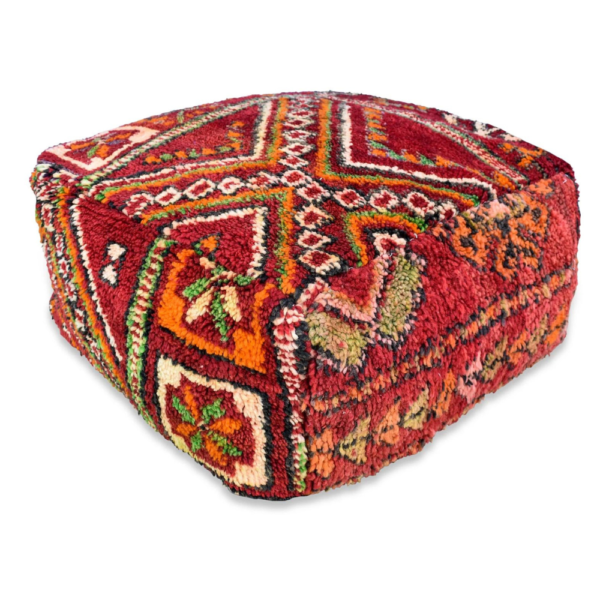 Handmade Moroccan wool pouf in multiple colors