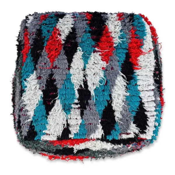 Handmade Moroccan wool pouf in multiple colors