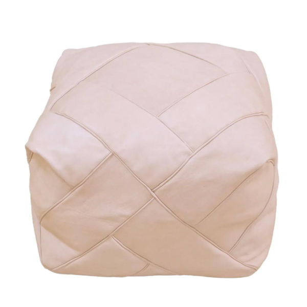 Handcrafted square Moroccan leather pouf