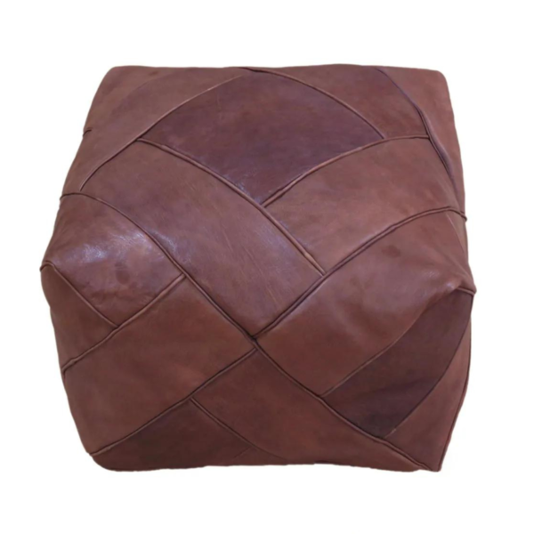 Handcrafted square Moroccan leather pouf