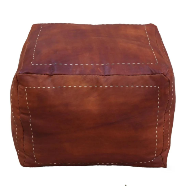 Handcrafted square Moroccan leather pouf