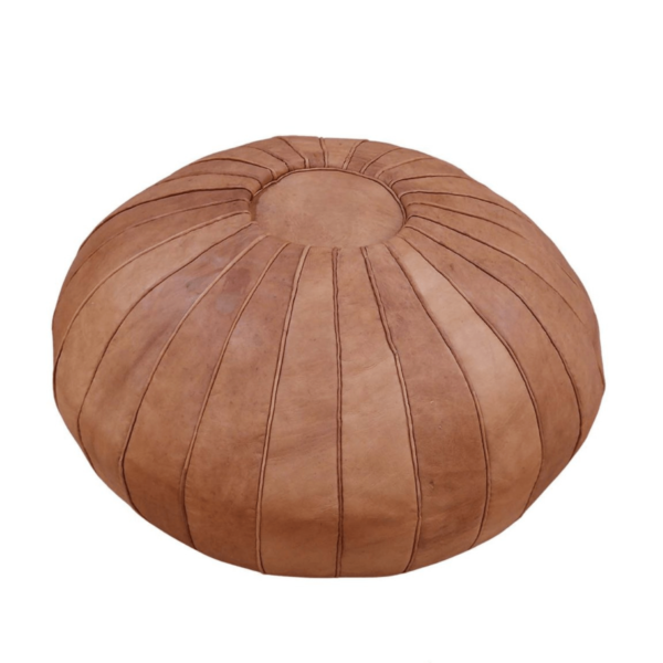 Handcrafted round Moroccan leather pouf