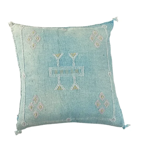 Sabra Cactus Silk Pillow in light blue