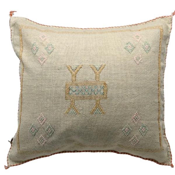 Sabra Cactus Silk Pillow in beige