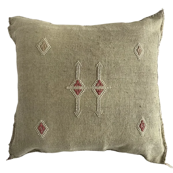 Sabra Cactus Silk Pillow in beige