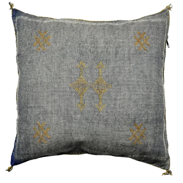 Sabra Cactus Silk Pillow in Blue