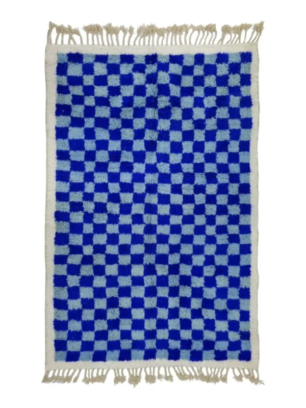 Blue and white Moroccan Berber rug