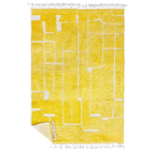 Yellow and white Moroccan Berber rug