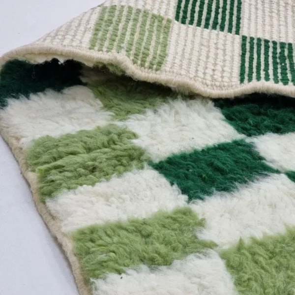 Moroccan Berber carpet in green and white squares - Image 2