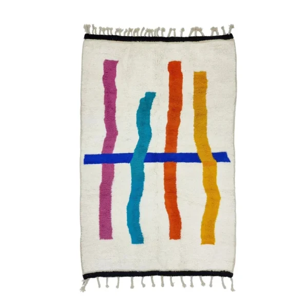 Colorful striped Moroccan Berber rug