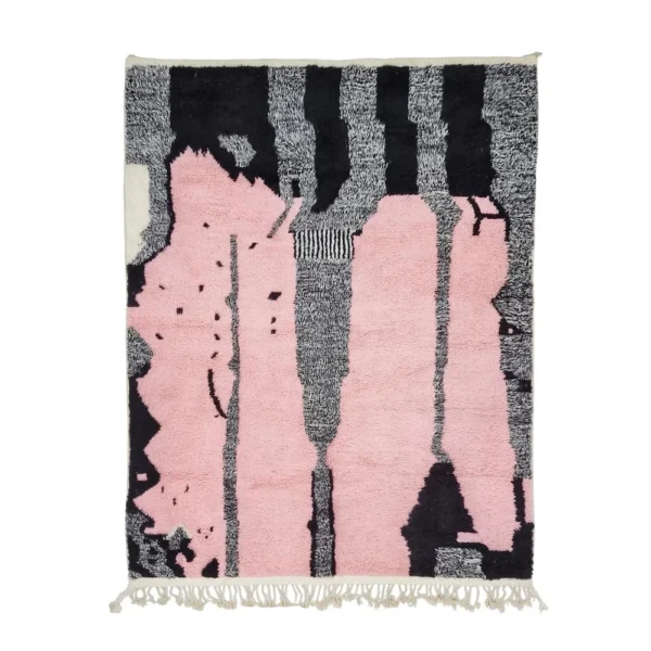 Moroccan Berber rug in black and pink